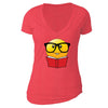 XtraFly Apparel Women's Emoji Nerd Bookworm Novelty Gag V-neck Short Sleeve T-shirt