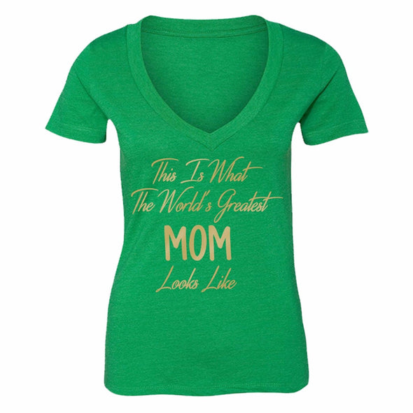 XtraFly Apparel Women's Best Mom Mother's Day V-neck Short Sleeve T-shirt