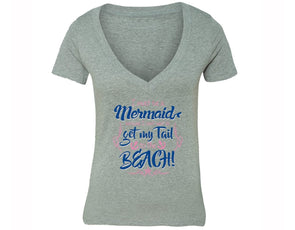 XtraFly Apparel Women's I Must be a Mermaid Beach Novelty Gag V-neck Short Sleeve T-shirt