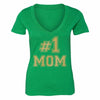 XtraFly Apparel Women's Number # 1 Mom Mother's Day V-neck Short Sleeve T-shirt