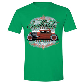 XtraFly Apparel Men's South Side Hot Rod Car Truck Garage Crewneck Short Sleeve T-shirt