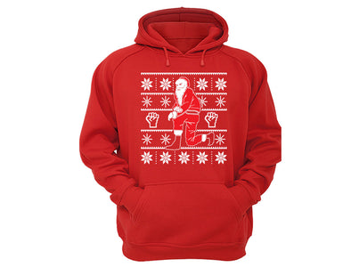 XtraFly Apparel Kneeling Santa Ugly Christmas Hooded-Sweatshirt Pullover Hoodie