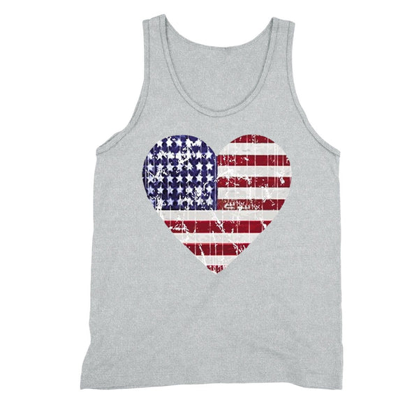 XtraFly Apparel Men's Distressed Heart Flag American Pride Tank-Top