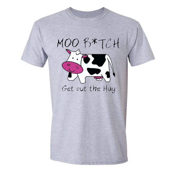 XtraFly Apparel Men's Moo B*tch Get Out Cow Novelty Gag Crewneck Short Sleeve T-shirt