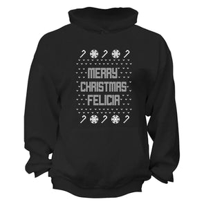 XtraFly Apparel Merry Xmas Felicia Ugly Christmas Hooded-Sweatshirt Pullover Hoodie