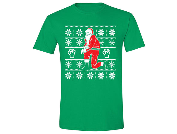 XtraFly Apparel Men's Kneeling Santa Ugly Christmas Crewneck Short Sleeve T-shirt