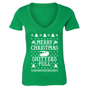 XtraFly Apparel Women's Shitters Full Griswold Ugly Christmas V-neck Short Sleeve T-shirt