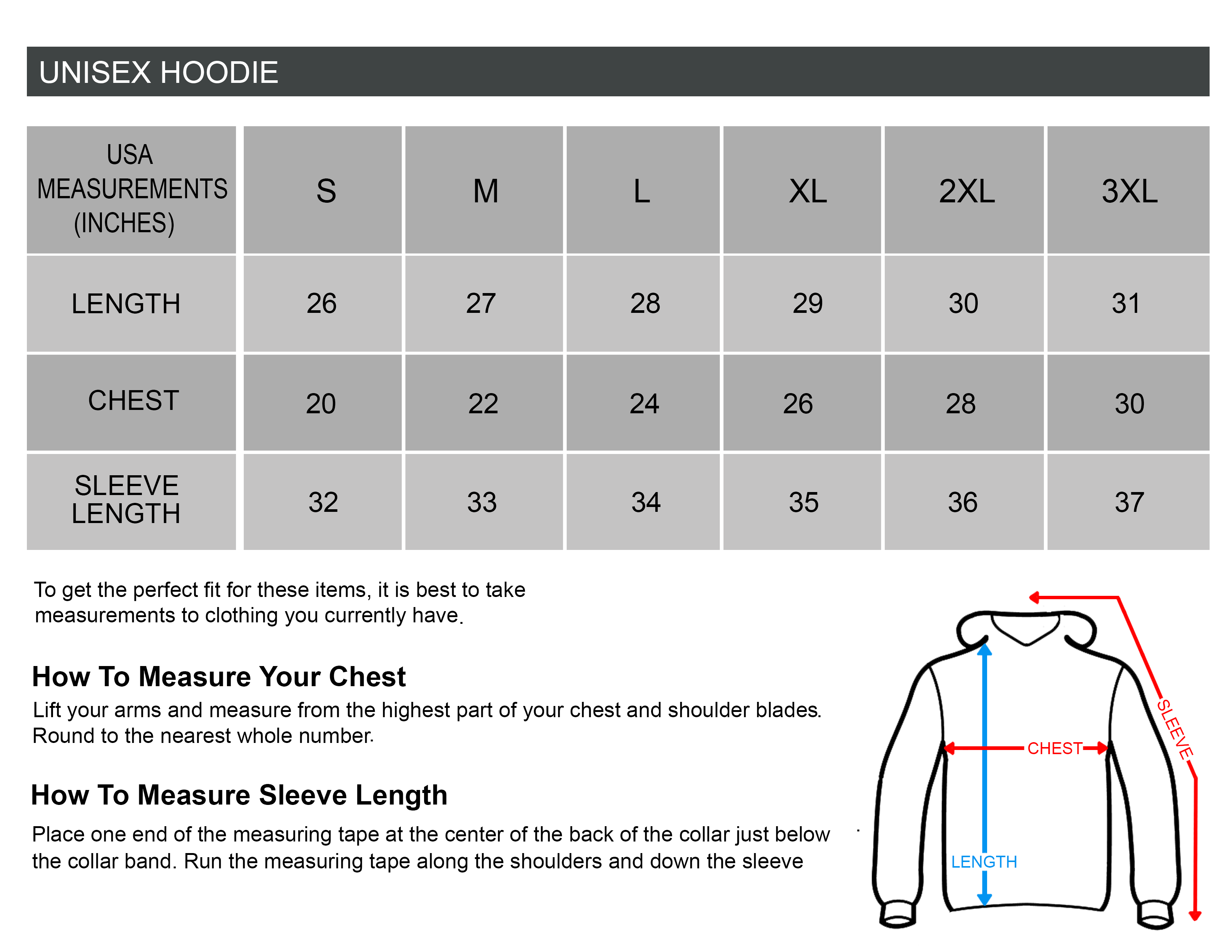 Size Chart – Casually Flyy