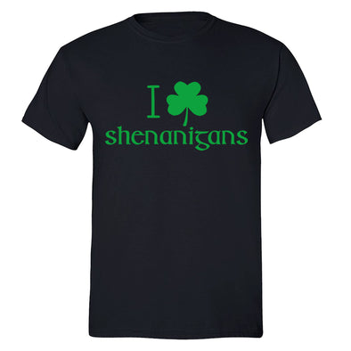 Free Shipping Mens St. Patrick's Day Saint Paddy Drunk shirt I Love Shenanigans Shamrock Clover Irish Crewneck T-Shirt