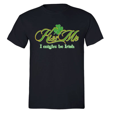 Free Shipping Mens St. Patrick's Day Saint Paddy Drunk Shirt Kiss Me I Might Be Irish Shamrock Clover Irish Crewneck T-Shirt