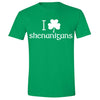 Free Shipping Mens St. Patrick's Day Saint Paddy Drunk Shirt I Love Shenanigans Shamrock Clover Irish Crewneck T-Shirt