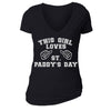 Free Shipping Womens This Girl Loves St Paddy's Day St Patrick shirt Shamrock Clover Irish Women V-Neck T-Shirt