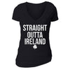 Free Shipping Womens St. Patrick's Day Saint Paddy Drunk shirt Straight Outta Ireland Shamrock Clover Irish Women V-Neck T-Shirt