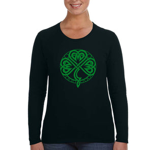 Free Shipping Womens St. Patrick's Day Saint Paddy Drunk shirt Celtic Knot Shamrock Clover Irish Womens Longsleeve T-Shirt