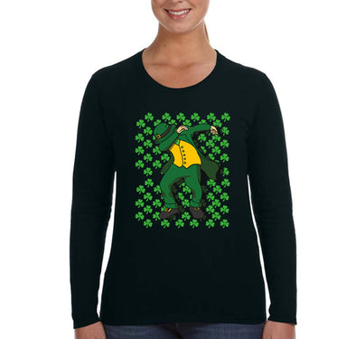 Free Shipping Women's Dab Leprechaun Dabbing Clover Shamrock Party  Shenanigans Whiskey Drink Irish St. Patrick's Day Long Sleeve T-Shirt