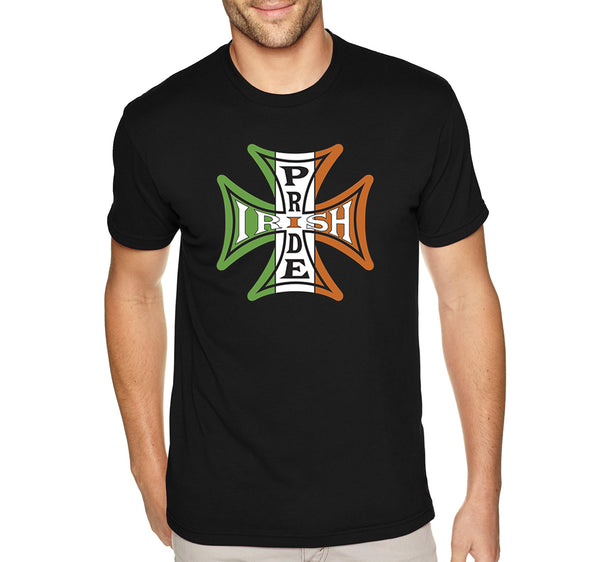 Free Shipping Men's Irish Pride Iron Cross Flag Celtic Beer Shenanigans Clover St. Patrick's Day T-Shirt