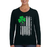 Free Shipping Women's Shamrock USA Flag Clover Shamrock Irish Ireland St. Patrick's Day Long Sleeve T-Shirt