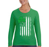 Free Shipping Women's Shamrock USA Flag Clover Shamrock Irish Ireland St. Patrick's Day Long Sleeve T-Shirt