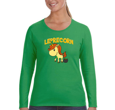 Free Shipping Women's Leprecorn Unicorn Leprechaun St. Patrick's Day Shamrock Shenanigans Pot Gold Irish Shamrock Long Sleeve T-Shirt