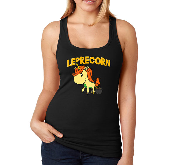 Free Shipping Women's Leprecorn Unicorn Leprechaun St. Patrick's Day Shenanigans Pot Gold Irish Shamrock Racerback Tanktop