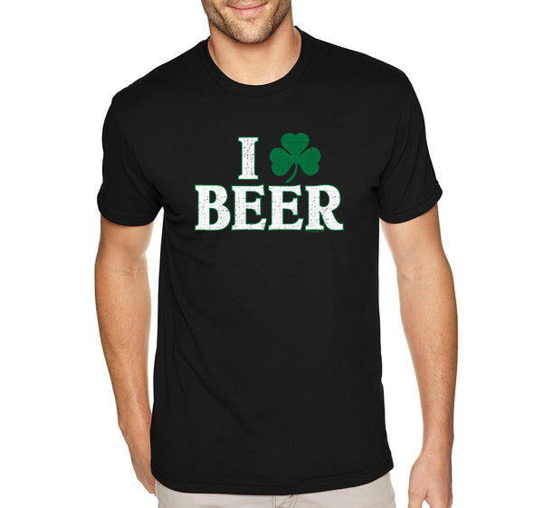 Free Shipping Men's I Love Beer St. Patrick's Day Clover Beer Drinking Celtic Party Funny Shamrock Shenanigans T-Shirt