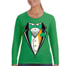 Free Shipping Women's Irish Tuxedo Leprechaun Funny Beer Clover Shamrock Whiskey Funny Shenanigans St. Patrick's Day Long Sleeve T-Shirt