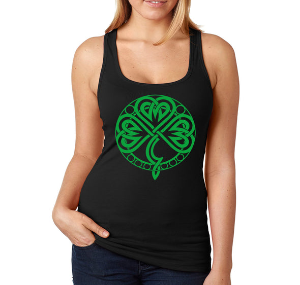 Free Shipping Women's Celtic Knot St. Patrick's Day Irish Ireland Clover Shamrock Drinking Party Funny Beer Pub Bar Racerback Tanktop