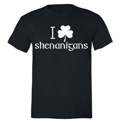 Free Shipping Mens St. Patrick's Day Saint Paddy Drunk Shirt I Love Shenanigans Shamrock Clover Irish Crewneck T-Shirt