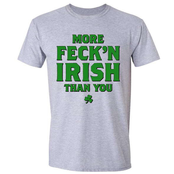 Free Shipping Mens St. Patrick's Day Saint Paddy Drunk shirt More Fecken Irish Than You Shamrock Clover Irish Crewneck T-Shirt