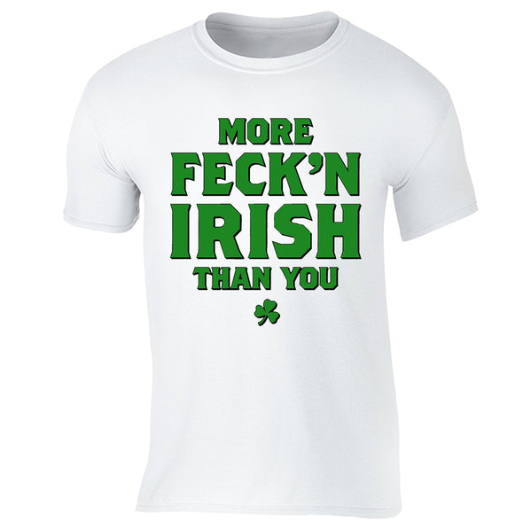 Free Shipping Mens St. Patrick's Day Saint Paddy Drunk shirt More Fecken Irish Than You Shamrock Clover Irish Crewneck T-Shirt