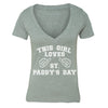 Free Shipping Womens This Girl Loves St Paddy's Day St Patrick shirt Shamrock Clover Irish Women V-Neck T-Shirt