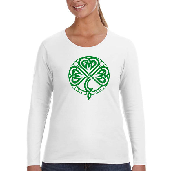 Free Shipping Womens St. Patrick's Day Saint Paddy Drunk shirt Celtic Knot Shamrock Clover Irish Womens Longsleeve T-Shirt