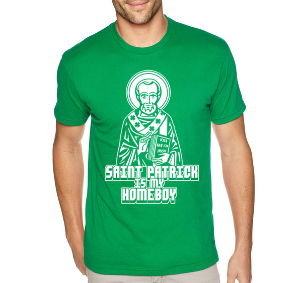 Free Shipping Men's Saint Patrick is My Homeboy Funny Irish Drinking Green Shamrock Beer Party Shenanigans Patrick's Clover Shamrock T-Shirt