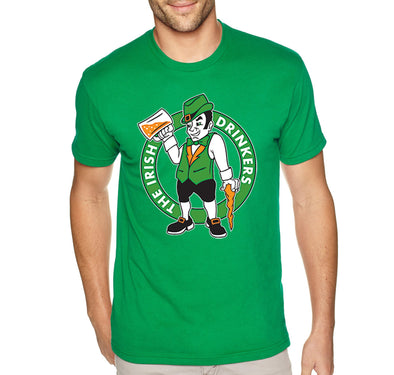 Free Shipping Men's Irish Drinkers Leprechaun Team Beer Funny Clover Shamrock Whiskey Party Funny Shenanigans St. Patrick's Day T-Shirt