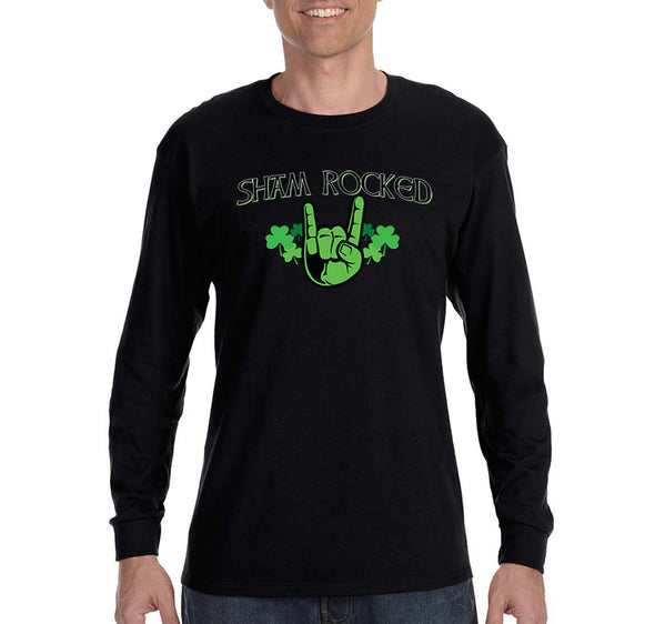 Free Shipping Men's Sham Rocked Shamrock Devil Hands Beer Whiskey Party Clover Shenanigans Irish St. Patrick's Day Long Sleeve T-Shirt