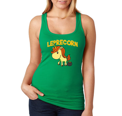 Free Shipping Women's Leprecorn Unicorn Leprechaun St. Patrick's Day Shenanigans Pot Gold Irish Shamrock Racer-Back Tank-Top