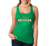 Free Shipping Women's Lucky Bitch Shamrock Leprechaun Whiskey Party Funny Clover Shenanigans Irish St. Patrick's Day Long Racerback Tank Top