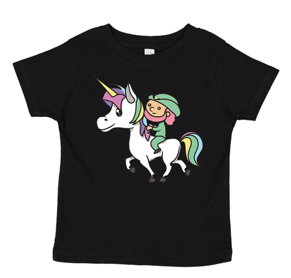 Free Shipping Kids Youth Childrens Leprechaun Riding Unicorn Clover Shamrock Magic Cute Irish St. Patrick's Day T-Shirt