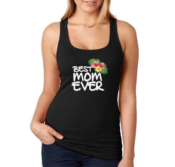 Free Shipping Women's Best Mom Ever Flowers Mother's Day Racer-back Tank-Top Birthday Gift Spring Aunt Nana Mother Grandma Tee