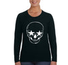 XtraFly Apparel Women's Tee Halloween Skeleton Head Stars  Fun Party Vampire Gift Longsleeve T-Shirt