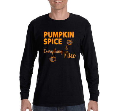 XtraFly Apparel Men's Tee Halloween Pumpkin Spice Everything Nice Fun Party Vampire Gift Long Sleeve T-Shirt