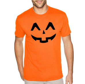 XtraFly Apparel Men's Tee Halloween Pumpkin Smiley Face Fall Trick or Treat Gift  Crewneck T-Shirt