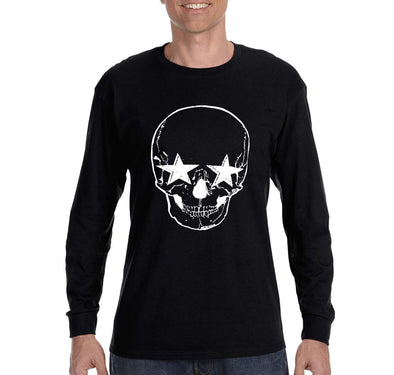 XtraFly Apparel Men's Tee Halloween Skeleton Head Stars  Fun Party Vampire Gift Long Sleeve T-Shirt