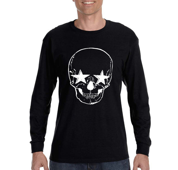 XtraFly Apparel Men's Tee Halloween Skeleton Head Stars  Fun Party Vampire Gift Long Sleeve T-Shirt