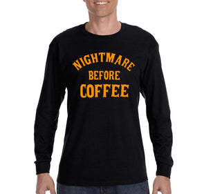 XtraFly Apparel Men's Tee Halloween Nightmare Before Coffee Fun Party Vampire Gift Long Sleeve T-Shirt