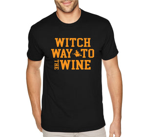 XtraFly Apparel Men's Tee Halloween Witch Way to the Wine Fall Trick or Treat Gift  Crewneck T-Shirt