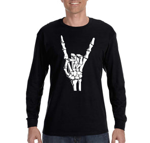 XtraFly Apparel Men's Tee Halloween Skeleton Devil Horn Rock Fun Party Vampire Gift Long Sleeve T-Shirt