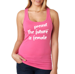 XtraFly Apparel Women&#39;s Present is Female Feminist President Kamala Harris AOC RBG Hillary Clinton Michelle Obama Warren Malala Racerback