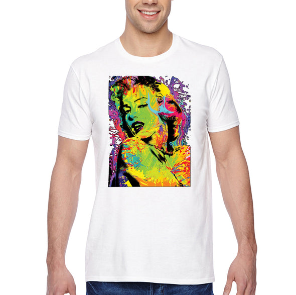 XtraFly Apparel Men&#39;s Tee Neon Marilyn Monroe Sexy Pin Up Vintage Blonde Bombshell Beauty Tie Dye Crewneck T-shirt