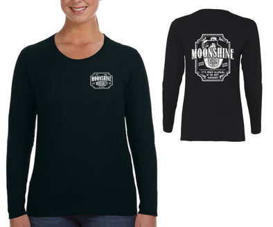 XtraFly Apparel Women&#39;s Moonshine Whiskey Moonshiners Popcorn Shine Country Prohibition Brewery Brewing Drinking Beer Long Sleeve T-Shirt